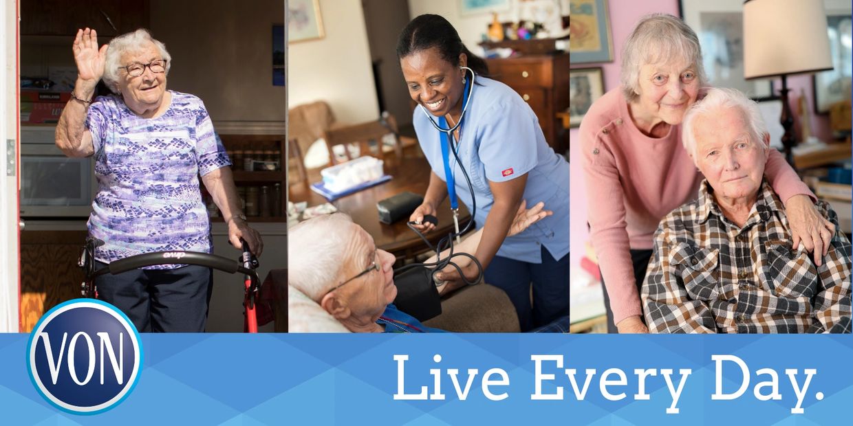 Elderly individuals receiving care and support, promoting living every day fully.