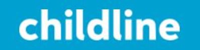 Blue background with the white word 'childline'.