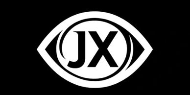 Black and white JX logo inside an eye shape.