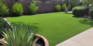 Turf installation with general yard cleanup and trimming