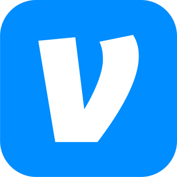 Venmo app logo with white V on blue background.