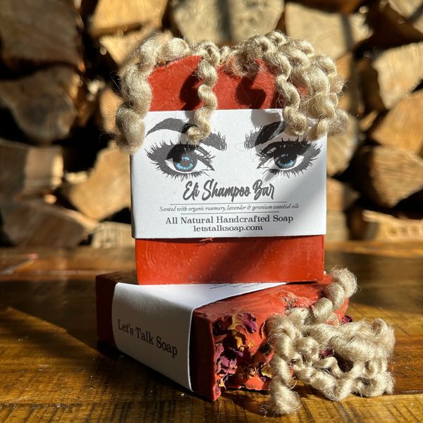 NEW FALL SOAP. TWO SOAPS , RED IN COLOR WITH SILK TOPS FOR HAIR DECORATION.