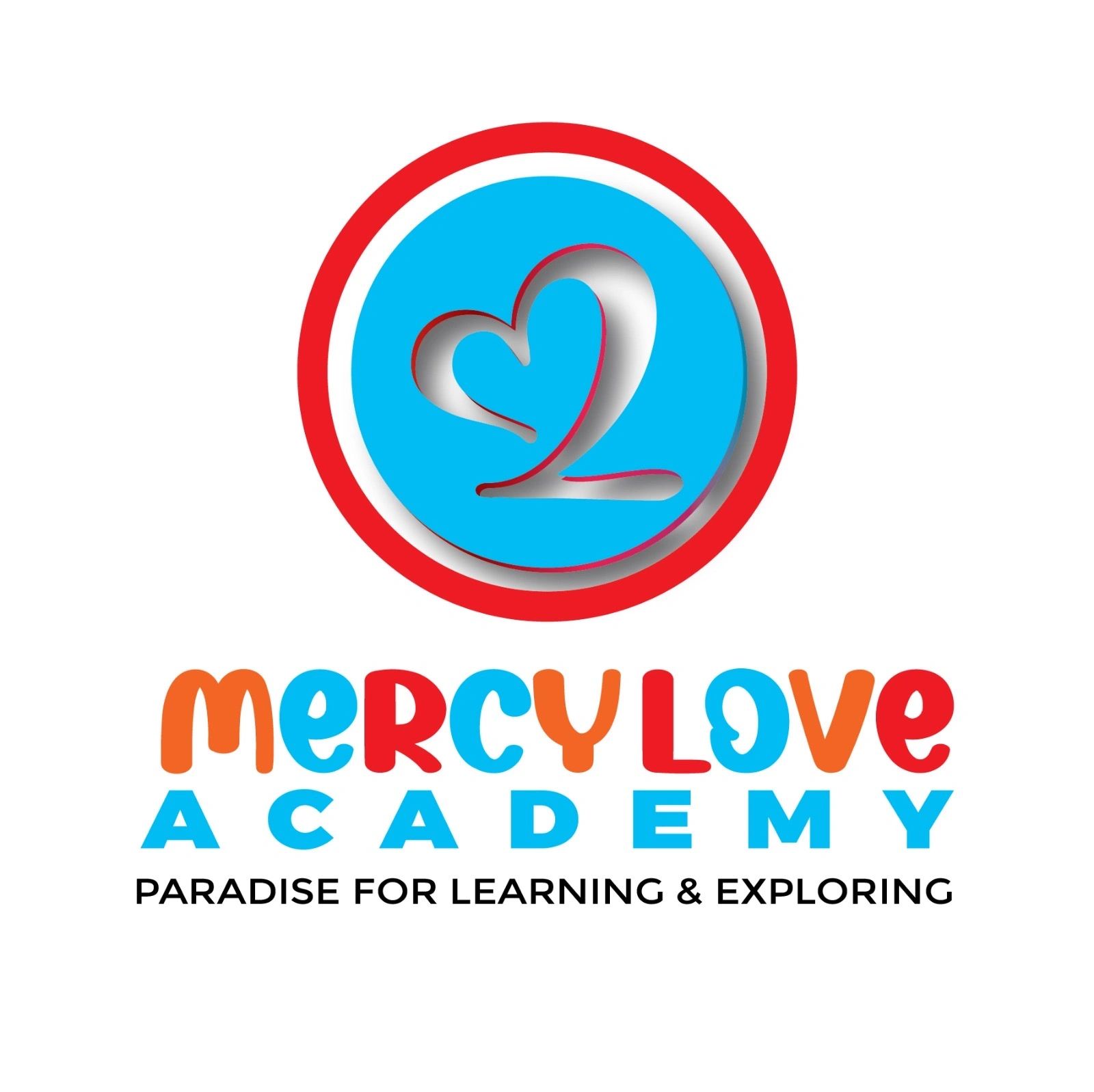 Colorful logo of Mercy Love Academy with heart and number 2.