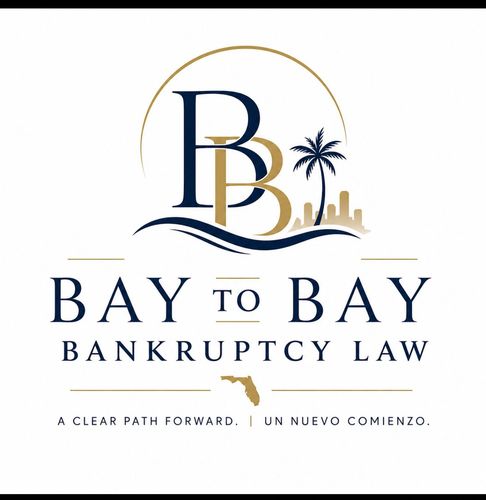 Logo for Bay to Bay Bankruptcy Law with Florida imagery and bilingual tagline.
