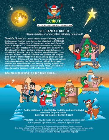 Santa's Scout package graphic design and layout.