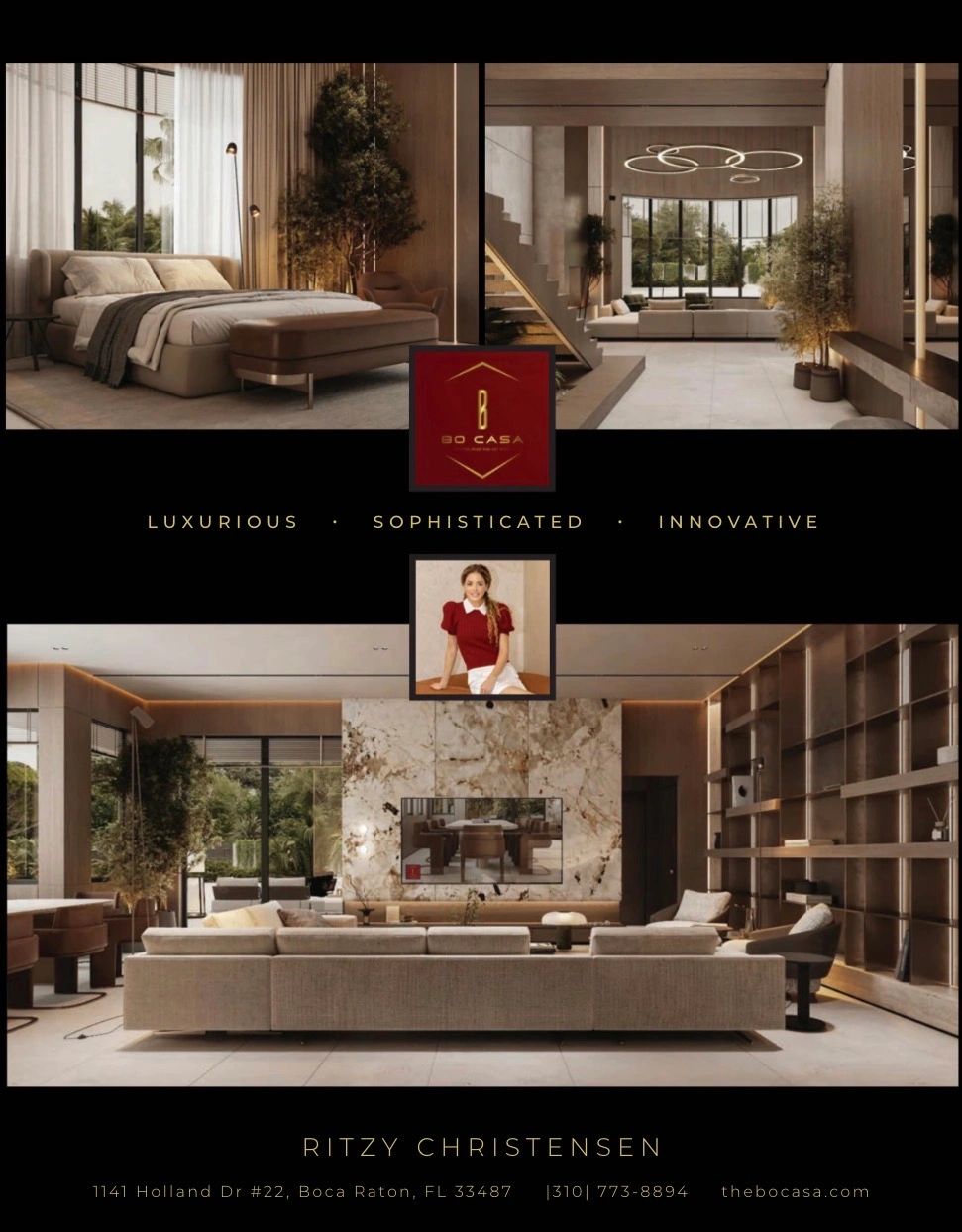 Luxurious, sophisticated interiors of a modern home by Ritz Christensen.