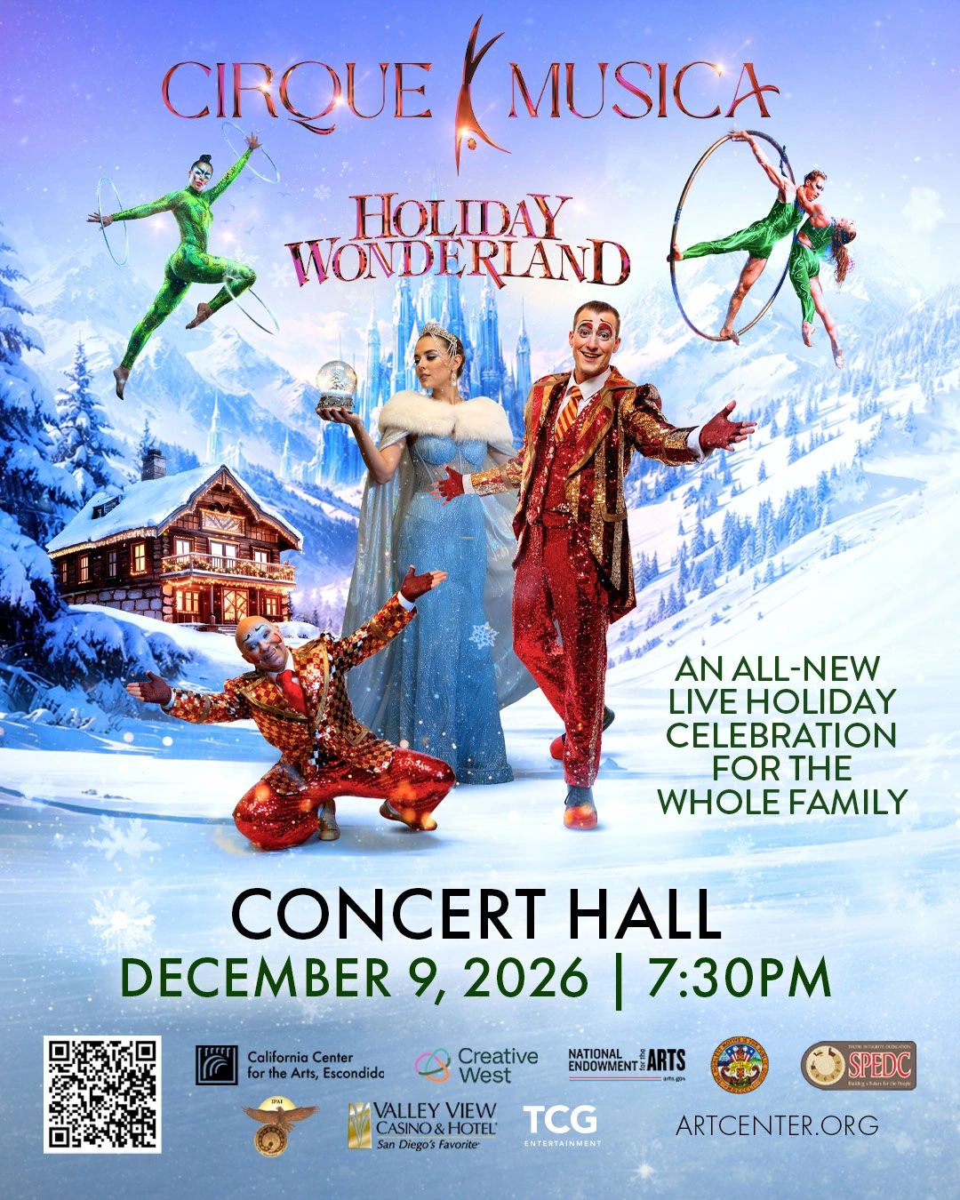 Cirque Musica's Holiday Wonderland live show on December 9, 2026.