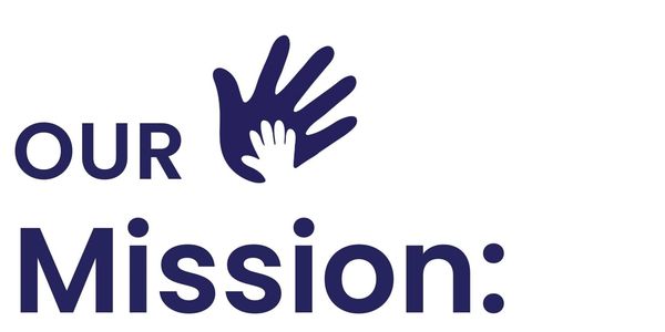 Logo with two hands and text 'Our Mission:'