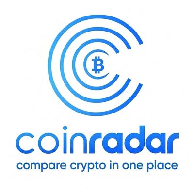 CoinRadar logo with blue concentric circles and Bitcoin symbol.