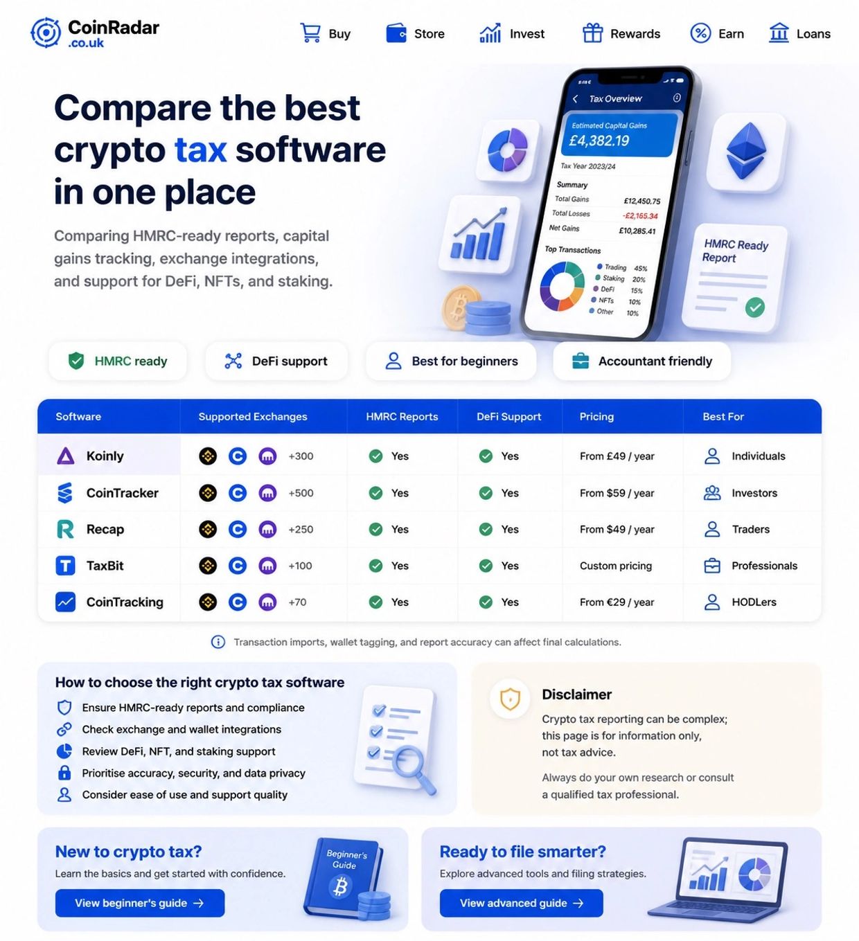 coinradar ® Compare crypto tax software. Comparison chart of top crypto tax software  