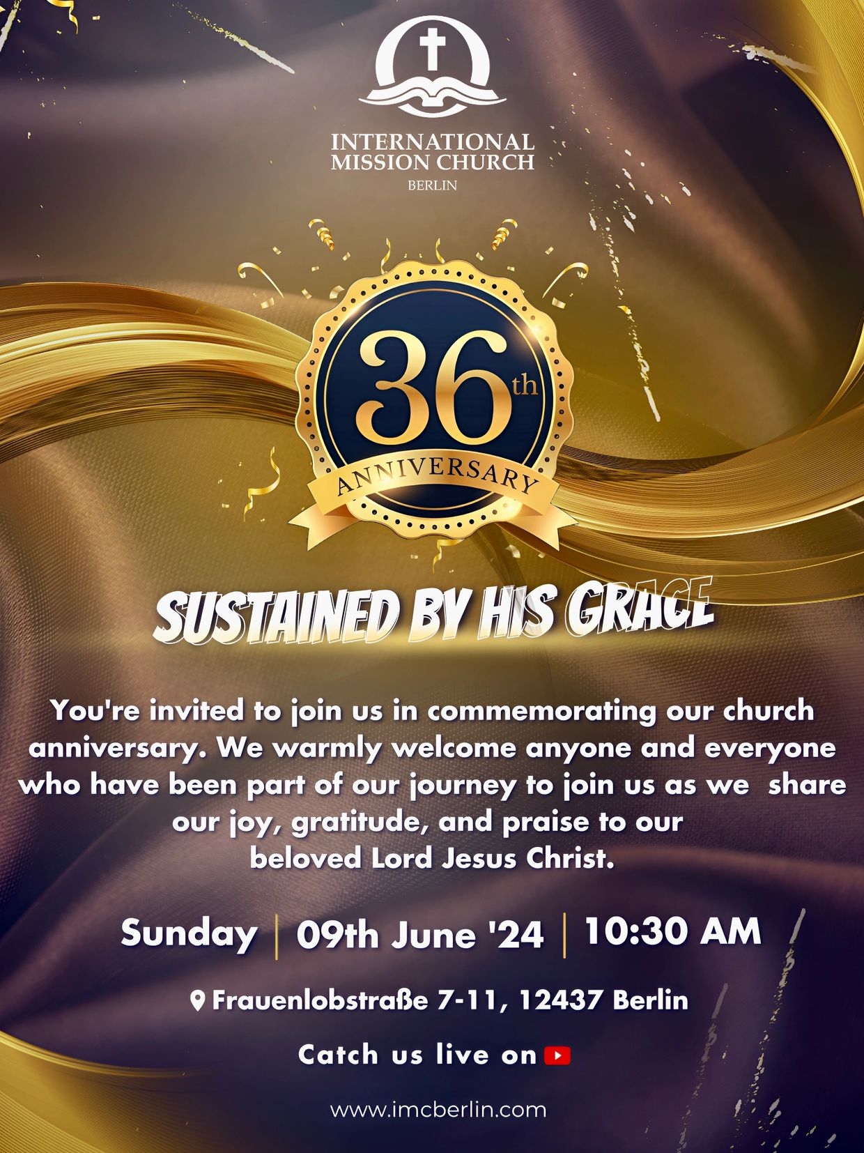 36th anniversary celebration of International Mission Church Berlin on June 9th, 2024.