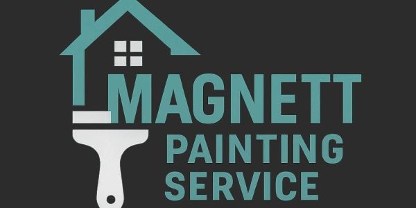 Logo for Magnett Painting Service featuring a house and paintbrush design.