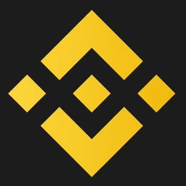 Yellow geometric Binance logo on a black background.