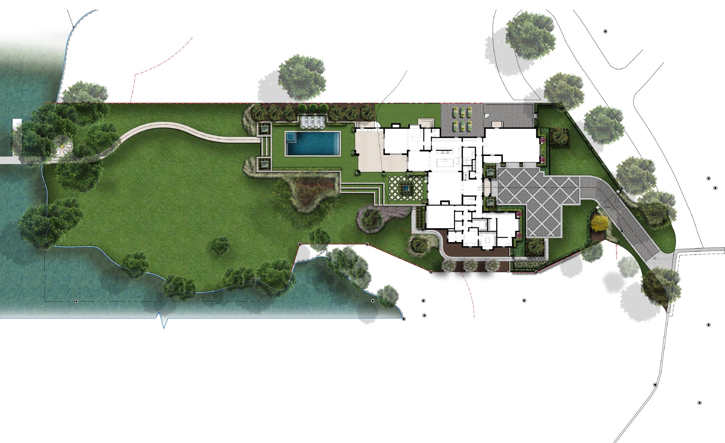 landscape architecture for a waterfront house project.