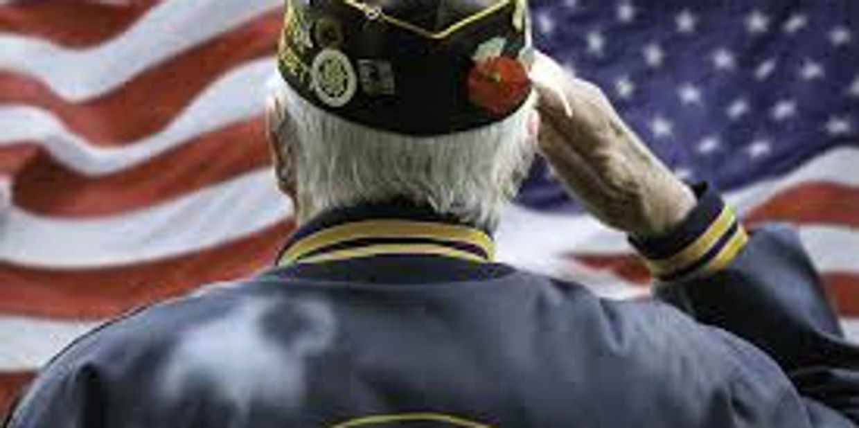 Vietnam Veteran saluting American Flag
