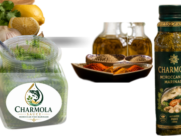 Assorted Moroccan fish marinade products by Charmola.
