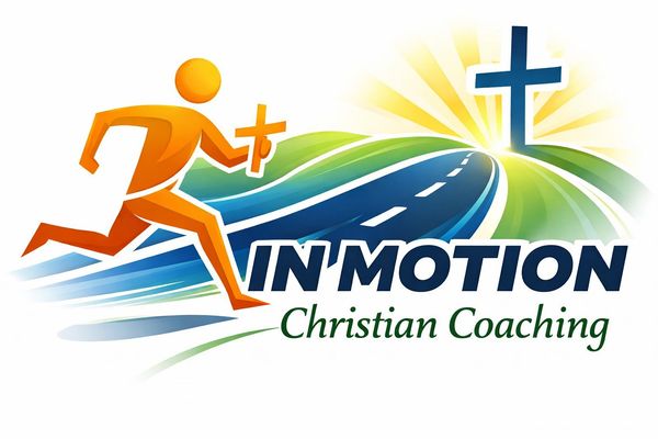 Logo showing a figure running towards a cross with the text 'In Motion Christian Coaching'.