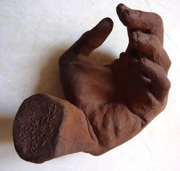 Sculptor Tomas Oliva, study of a human hand, 1973