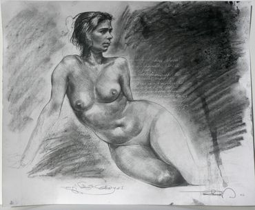 Tomas Oliva "Study of Lourdes #1" 2006, for Dripping Beauty Series, graphite and charcoal on paper 