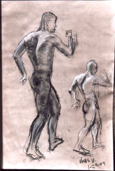 Olympic College — Drawing Class, 2004 Student work, Life model.
Professor: Tomás Oliva 