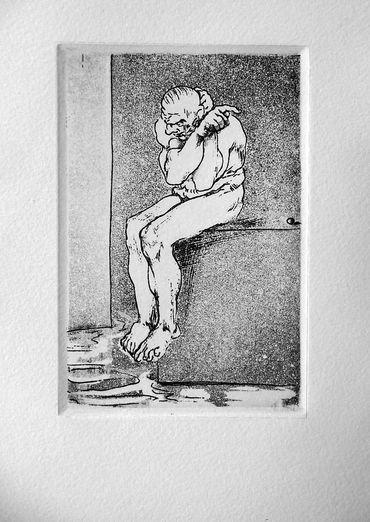 Depiction of vulnerability, introspection creates a sense of internal conflict and existential refle