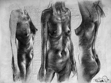 Drawing by Sculptor Tomas Oliva "Dripping Beauty" from Dripping Beauty Series (Study) 2006, graphite