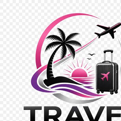 Travel Net Connect logo with palm tree, airplane, and suitcase.