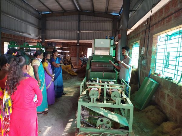 Hands-on exposure to coir yarn spinning and geotextile weaving machines