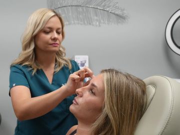 picture of woman receiving Botox in Owasso at Pathway Health and Beauty along with hormone pellets