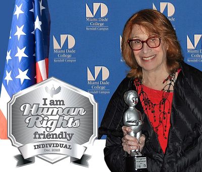 Wilma Bulkin Siegel, MD with her Human Rights Friendly award, Dec. 2023