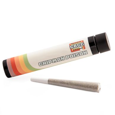 A joint with its cylindrical container labeled 'Chipman Poison'.