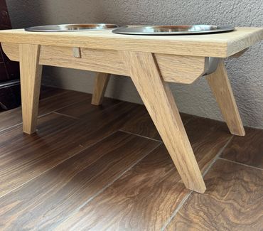 Modern Elevated Dog Feeder - White Oak