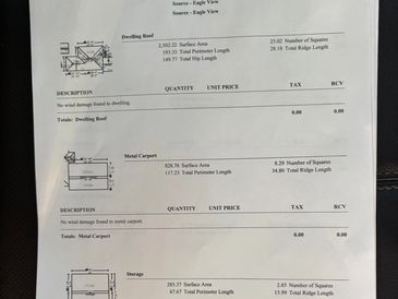 Architectural drawings with measurements and material details for decking, carpet, and storage.