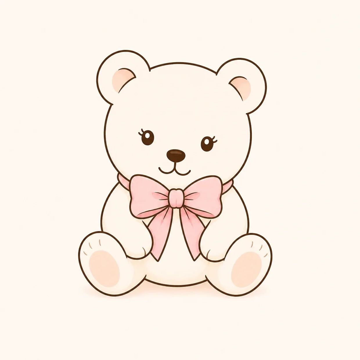 Cute teddy bear with a pink bow.