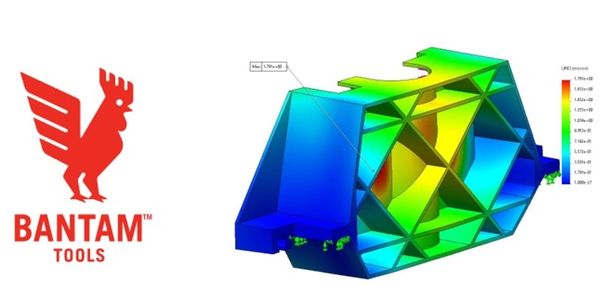 Bantam Tools logo and FEA model