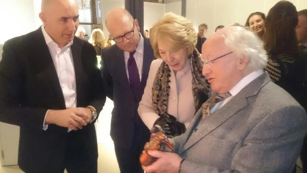 President of Ireland Michael Higgins with Dr Conor MacCormack showcasing Mcor 3D printed models 