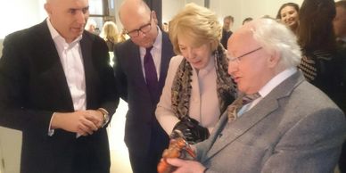 Irish President Michael Higgins with Dr Conor MacCormack showing Mcor's 3D printed models