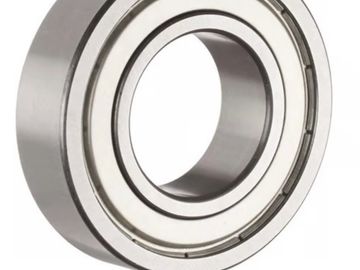 A close-up of a metallic ball bearing.