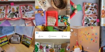 Classroom reading and art corners for young children.
