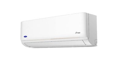 White wall-mounted air conditioner unit.