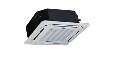 Ceiling-mounted cassette air conditioner unit.