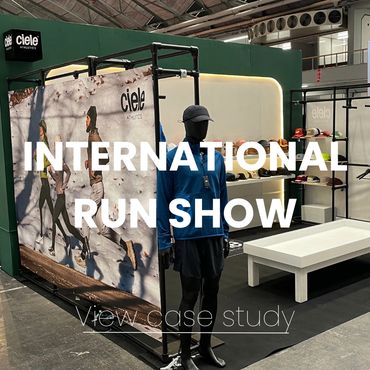 Thumbnail image of the ciele athletics stand at the International Run Show built by Rebuild Events.