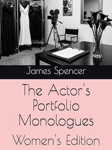 Cover of a women's acting monologue book with studio setup.