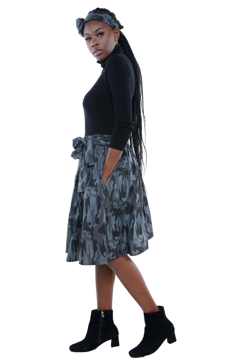 Dashiki Camouflage Print Mini skirt/Short Skirt with Matching Headwrap and  Two Pockets.