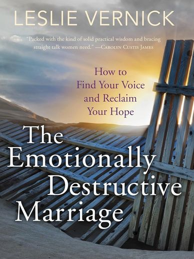 Book cover of 'The Emotionally Destructive Marriage' by Leslie Vernick with a beach scene at sunset.