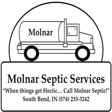 The logo for the Molnar Septic Services in South Bend, Indiana.