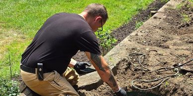 Inspecting a septic system in Michiana.