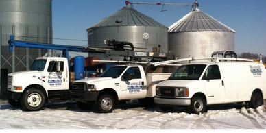 The Mansfield Well Drilling service vehicles.