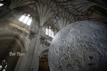 Art Installation of Earth's Moon installed in the Nave of Winchester Cathedral, UK