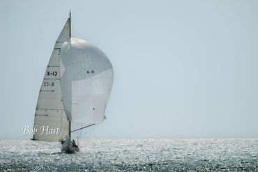 Lone yacht K13 on silver Solent
